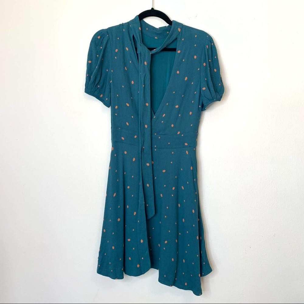 Free People Abbie Printed Mock Neck SS Mini Dress 4 - Picture 3 of 16